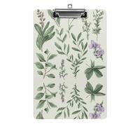 YHEGBFD Appunti Acrilico Verde Fiore Erba Salvia Foglie e Rami Stampa Appunti Standard A4 Formato Lettera Clip Board Leggero Clip Board Carino Clip Board Modello personalizzato