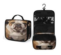 YHEGBFD Beauty case, borsa da bagno con stampa di bulldog inglese, borsa da toilette da appendere, borsa da toeletta, borsa multifunzione per cosmetici per donne e uomini, bulldog inglese, 22,5 x 18,5