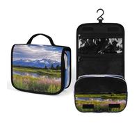 YHEGBFD Beauty case, borsa da toilette con stampa del Grand Teton National Park, borsa da toilette da appendere, borsa da toeletta, borsa cosmetica multifunzione per donne e uomini, 22,5 x 18,5 cm