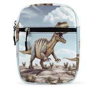 YHEGBFD Borsa a tracolla con dinosauro che cammina con dinosauro che cammina in tessuto Oxford, mini Satchel, piccola borsa con tracolla regolabile per uomini e donne