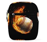 YHEGBFD Borsa a tracolla in tessuto Oxford Fire Baseball Messenger, mini Satchel, piccola borsa con tracolla regolabile per uomini e donne