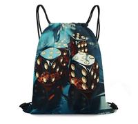YHEGBFD Borsa con coulisse, zaino con coulisse con grafica a dadi, zaino da viaggio con coulisse, zaino sportivo da palestra, zaino sportivo, 35 x 42 cm