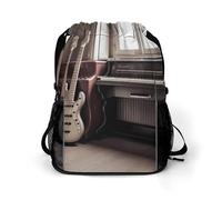 YHEGBFD Borsa con coulisse, zaino con coulisse per strumenti musicali per chitarra, basso, zaino da viaggio, borsa da palestra con tasca laterale, 45,5 x 41,5 x 36 cm