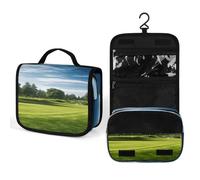 YHEGBFD Borsa da bagno, borsa da bagno con stampa completa sul campo da golf, borsa da toilette da appendere, borsa da toeletta, borsa cosmetica multifunzione per donne e uomini, campo da golf, prato
