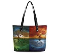 YHEGBFD Borsa da donna in pelle, quattro stagioni, con albero della vita, borsa da viaggio per lavoro, shopping, viaggi, fine settimana