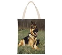 YHEGBFD Borsa di tela di canapa, borse di tela con stampa di cane pastore tedesco, borsa a tracolla, elegante borsa di tela, borse di tela riutilizzabili
