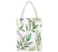 YHEGBFD Borsa di tela di canapa, borse di totalizzatore di stampa di erbe dell'acquerello del fiore verde, borsa a tracolla, elegante borsa di tela di canapa, borse di tela riutilizzabili