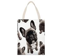 YHEGBFD Borsa di tela di canapa,Bulldog francese stampa Tote Borse,Borsa a tracolla,Elegante borsa di tela di canapa,Borse di tela riutilizzabili