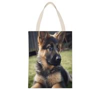 YHEGBFD Borsa di tela di canapa,Cucciolo di pastore tedesco, borsa a tracolla, elegante borsa di tela, borse di tela riutilizzabili