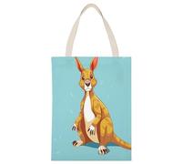 YHEGBFD Borsa di tela di canapa, divertente stampa di canguro dello zoo del fumetto, borsa a tracolla, elegante borsa di tela, borse di tela riutilizzabili