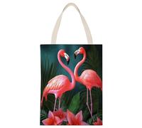 YHEGBFD Borsa di tela di canapa,Flamingo Fiori Stampa Tote Borse,Borsa a tracolla,Elegante Canvas Tote Bag,Riutilizzabile Canvas Tote Bags