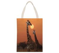 YHEGBFD Borsa di tela di canapa,Giraffa al tramonto Stampa Tote Bag,Borsa a tracolla,Elegante Canvas Tote Bag,Borse di tela riutilizzabili