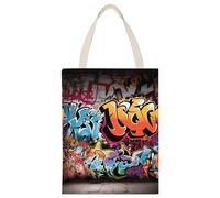 YHEGBFD Borsa di tela di canapa,Graffiti Hip Hop Stampa Tote Borse,Borsa a tracolla,Elegante Canvas Tote Bag,Borse di tela riutilizzabili