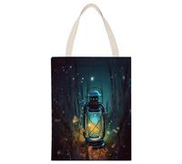 YHEGBFD Borsa di tela di canapa, lucciole e lanterne stampa Tote Bags, borsa a tracolla, elegante borsa di tela, borse di tela riutilizzabili