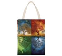 YHEGBFD Borsa di tela di canapa,Quattro stagioni albero della vita stampa Tote Borse,Borsa a tracolla,Elegante borsa di tela di canapa,Borse di tela riutilizzabili