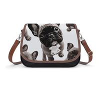 YHEGBFD Borsa in pelle Bulldog francese borsa a mano in morbida ecopelle borsa a tracolla da donna portafogli e borse in pelle con manico superiore