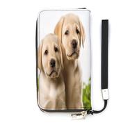 YHEGBFD Borsa in pelle, divertente cucciolo di labrador, portafoglio da donna, portafoglio da viaggio, borsa lunga con cinturino da polso, portafoglio in pelle con cerniera intorno, stile, 20 x 10,5