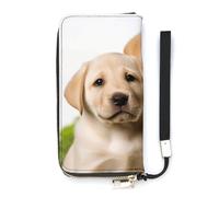 YHEGBFD Borsa in pelle, divertente cucciolo di labrador, portafoglio da donna, portafoglio da viaggio, borsa lunga con cinturino da polso, portafoglio in pelle con cerniera intorno, stile, 20 x 10,5