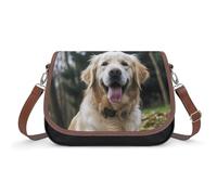 YHEGBFD Borsa in pelle divertente Golden Retriever morbida borsa a mano in ecopelle borsa a tracolla da donna portafogli e borse in pelle con manico superiore