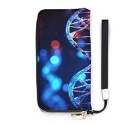 YHEGBFD Borsa in pelle, DNA Genetic Helix Print Portafoglio da donna, portafoglio da viaggio, cinturino da polso, borsa lunga, portafoglio in pelle con cerniera intorno, stile, 20 x 10,5 cm, moderno