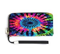 YHEGBFD Borsa in pelle, Exotic Tribe Tie Dye, portafoglio da donna, portafoglio da viaggio, borsa lunga con cinturino da polso, portafoglio in pelle con cerniera intorno, stile-40, 20 x 10,5 cm