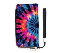 YHEGBFD Borsa in pelle, Exotic Tribe Tie Dye Style Print Portafoglio da donna, portafoglio da viaggio, cinturino da polso, borsa lunga, portafoglio in pelle con cerniera intorno, stile, 20 x 10,5 cm