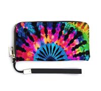 YHEGBFD Borsa in pelle, Exotic Tribe Tie Dye Style Print Portafoglio da donna, portafoglio da viaggio, cinturino da polso, borsa lunga, portafoglio in pelle con cerniera intorno, stile, 20 x 10,5 cm