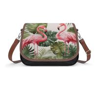 YHEGBFD Borsa in pelle Flamingo Palme Foglia Morbida Ecopelle Borsa a mano Borsa a tracolla Donna Portafogli e borse in pelle Top Handle Satchels