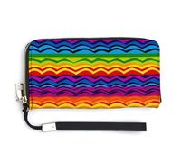 YHEGBFD Borsa in pelle, Gay Pride Rainbow Pattern Print Portafoglio da donna, portafoglio da viaggio, cinturino da polso, borsa lunga, portafoglio in pelle con cerniera intorno, stile-18, 20 x 10,5 cm