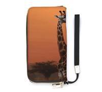 YHEGBFD Borsa in pelle, giraffa al tramonto, portafoglio da donna, portafoglio da viaggio, borsa lunga con cinturino da polso, portafoglio in pelle con cerniera intorno, stile, 20 x 10,5 cm, moderno