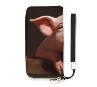 YHEGBFD Borsa in pelle, portafoglio da donna con stampa di maiale sveglio, portafoglio da viaggio, borsa lunga con cinturino da polso, portafoglio in pelle con cerniera intorno, stile, 20 x 10,5 cm