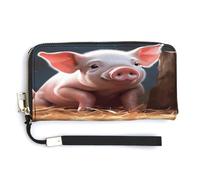 YHEGBFD Borsa in pelle, portafoglio da donna con stampa di maiale sveglio, portafoglio da viaggio, borsa lunga con cinturino da polso, portafoglio in pelle con cerniera intorno, stile-26, 20 x 10,5 cm