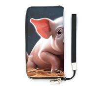 YHEGBFD Borsa in pelle, portafoglio da donna con stampa di maiale sveglio, portafoglio da viaggio, borsa lunga con cinturino da polso, portafoglio in pelle con cerniera intorno, stile, 20 x 10,5 cm
