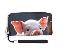 YHEGBFD Borsa in pelle, portafoglio da donna con stampa di maiale sveglio, portafoglio da viaggio, borsa lunga con cinturino da polso, portafoglio in pelle con cerniera intorno, stile, 20 x 10,5 cm