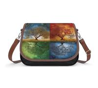 YHEGBFD Borsa in pelle Quattro Stagioni Albero della Vita Morbida Ecopelle Borsa a tracolla Donna Portafogli e borse in pelle Top Handle Satchels