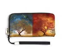 YHEGBFD Borsa in pelle, quattro stagioni stampa albero della vita portafoglio da donna, portafoglio da viaggio, cinturino da polso borsa lunga, portafoglio in pelle con cerniera intorno, stile, 20,0 x