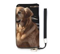 YHEGBFD Borsa in pelle, stampa Golden Retrievers portafoglio da donna, portafoglio da viaggio, borsa lunga con cinturino da polso, portafoglio in pelle con cerniera intorno, stile, 20 x 10,5 cm