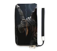 YHEGBFD Borsa in pelle, stampa Grim-Reaper portafoglio da donna, portafoglio da viaggio, borsa lunga con cinturino da polso, portafoglio in pelle con cerniera intorno, stile, 20 x 10,5 cm, moderno