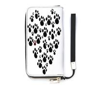 YHEGBFD Borsa in pelle, stampa zampa di cane amore cuore stampa portafoglio da donna, portafoglio da viaggio, cinturino da polso borsa lunga, portafoglio in pelle con cerniera intorno, stile, 20 x