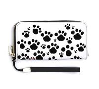 YHEGBFD Borsa in pelle, stampa zampa di cane amore cuore stampa portafoglio da donna, portafoglio da viaggio, cinturino da polso, borsa lunga, portafoglio in pelle con cerniera intorno, stile, 20 x