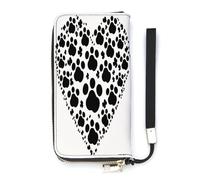 YHEGBFD Borsa in pelle, stampa zampa di cane amore cuore stampa portafoglio da donna, portafoglio da viaggio, cinturino da polso borsa lunga, portafoglio in pelle con cerniera intorno, stile, 20 x