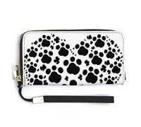 YHEGBFD Borsa in pelle, stampa zampa di cane amore cuore stampa portafoglio da donna, portafoglio da viaggio, cinturino da polso, borsa lunga, portafoglio in pelle con cerniera intorno, stile, 20 x