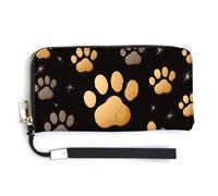 YHEGBFD Borsa in pelle, stampa zampa di cane, portafoglio da donna, portafoglio da viaggio, borsa lunga con cinturino da polso, portafoglio in pelle con cerniera intorno, stile, 20 x 10,5 cm, moderno