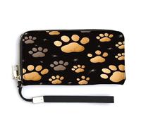 YHEGBFD Borsa in pelle, stampa zampa di cane, portafoglio da donna, portafoglio da viaggio, borsa lunga con cinturino da polso, portafoglio in pelle con cerniera intorno, stile-10, 20 x 10,5 cm