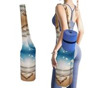 YHEGBFD Borsa portaoggetti per tappetino da yoga a forma di cuore, stampa romantica in spiaggia, allenamento a casa su tappeto, tappetino da yoga antiscivolo, tappetino da yoga pieghevole, borsa per