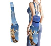 YHEGBFD Borsa portaoggetti per tappetino da yoga con stampa divertente giraffa per allenamenti a casa su tappeto, tappetino da yoga antiscivolo, tappetino da yoga pieghevole, borsa per tappetino da