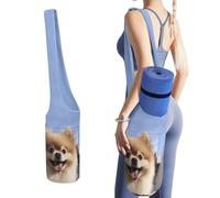 YHEGBFD Borsa portaoggetti per tappetino da yoga con stampa Happy Pomeranian per allenamenti a casa sul tappeto, tappetino da yoga antiscivolo, tappetino da yoga pieghevole, borsa per tappetino da
