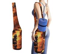YHEGBFD Borsa portaoggetti per tappetino da yoga con stampa pompiere e fiamma, per allenamenti a casa sul tappeto, tappetino da yoga antiscivolo, tappetino da yoga pieghevole, borsa per tappetino da