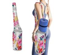 YHEGBFD Borsa portaoggetti per tappetino da yoga, stampa floreale hawaiana, per allenamenti a casa su tappeto, tappetino da yoga antiscivolo, tappetino da yoga pieghevole, borsa per tappetino da yoga