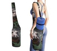 YHEGBFD Borsa portaoggetti per tappetino da yoga, stampa ippopotamo, per allenamenti a casa su tappeto, tappetino da yoga pieghevole, tappetino da yoga pieghevole, borsa per tappetino da yoga per